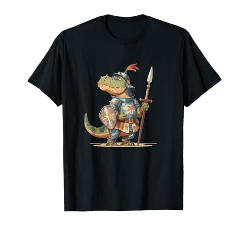 Cooles Dinosaurierwache im Ritter Kostüm für Jungen und Mädchen T-Shirt von Dinosaur Knight Outfit