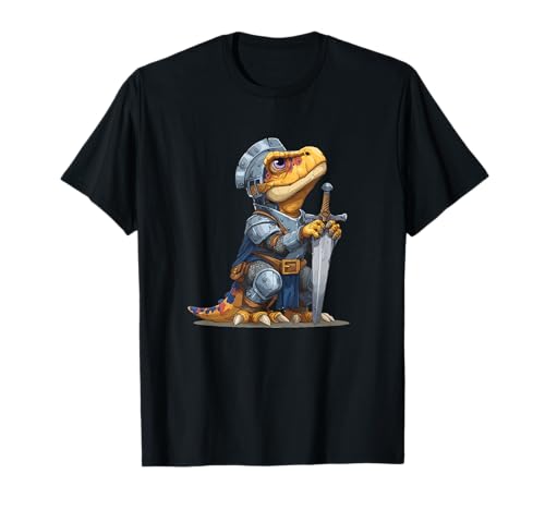 Erstaunliches mittelalterliches Ritter-Dinosaurier-Kostüm für Jungen und Mädchen T-Shirt von Dinosaur Knight Outfit
