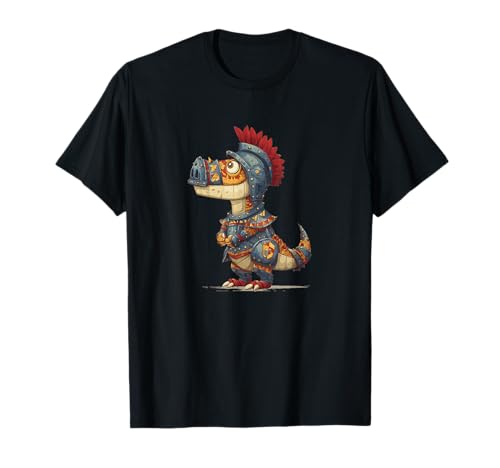 Hübscher Dinosaurier als Ritter für Jungen und Mädchen T-Shirt von Dinosaur Knight Outfit
