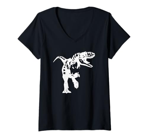 Damen T-Rex Dinosaurier T-Shirt mit V-Ausschnitt Damen T-Rex Dinosaurier T-Shirt mit V-Ausschnitt von Dinosaur Lover Apparel Outfits