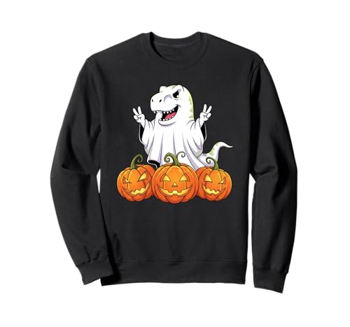 Lustiges T-Shirt Rex Ghost Pumpkin Boo Halloween Kinder Herren Damen Sweatshirt von Dinosaur Lovers Halloween Ghost Pumpkin Outfits