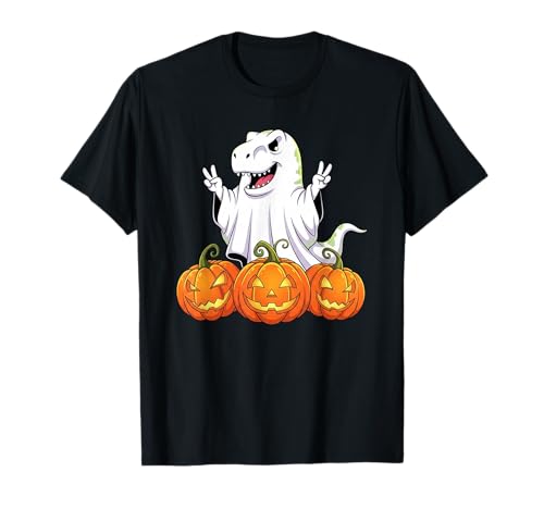 Lustiges T-Shirt Rex Ghost Pumpkin Boo Halloween Kinder Herren Damen T-Shirt von Dinosaur Lovers Halloween Ghost Pumpkin Outfits