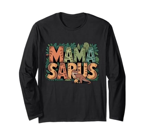 Mama Sarus Dinosaurier Mama mit Baby Retro Dschungel Langarmshirt Mama Sarus Dinosaurier Mama mit Baby Retro Dschungel Langarmshirt von Dinosaur Mom Jurassic Family Mamasaurus Retro
