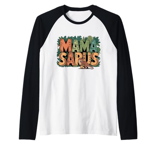 Mama Sarus Dinosaurier Mama mit Baby Retro Dschungel Raglan Mama Sarus Dinosaurier Mama mit Baby Retro Dschungel Raglan von Dinosaur Mom Jurassic Family Mamasaurus Retro