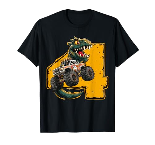 Vier-Rex im Monstertruck - 4. Geburtstag für Jungen T-Shirt Vier-Rex im Monstertruck - 4. Geburtstag für Jungen T-Shirt von Dinosaur Monster Truck Bday Apparel
