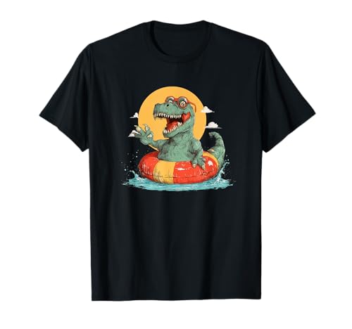 Hübscher Dinosaurier-Spaß mit Strandring für Jungen und Mädchen T-Shirt Hübscher Dinosaurier-Spaß mit Strandring für Jungen und Mädchen T-Shirt von Dinosaur Pool Outfit