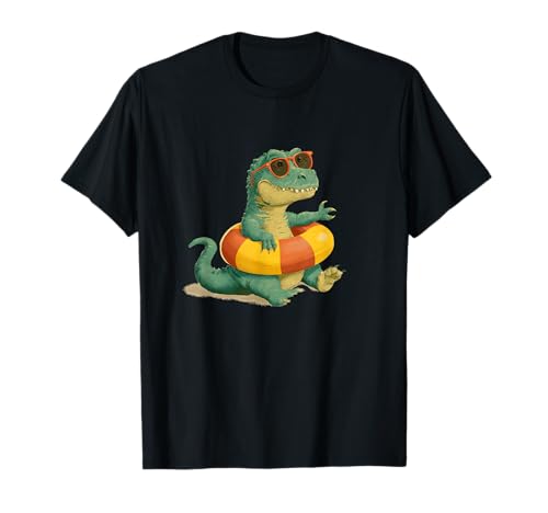 Kinder Dinosaurier mit Poolring für Spaß Urlaub T-Shirt Kinder Dinosaurier mit Poolring für Spaß Urlaub T-Shirt von Dinosaur Pool Outfit
