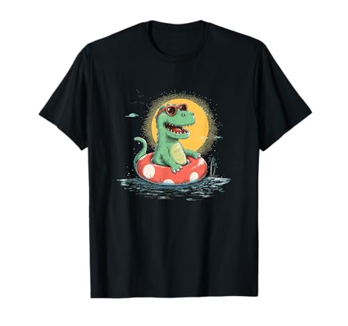 Urlaub Dinosaurier im gepunkteten Poolring für Jungen und Mädchen T-Shirt Urlaub Dinosaurier im gepunkteten Poolring für Jungen und Mädchen T-Shirt von Dinosaur Pool Outfit