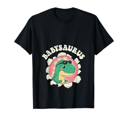 Babysaurus Lustige Schwangerschaft Schwangere Dino Baby Ankündigung T-Shirt von Dinosaur Pregnancy Announcement Shirts For Women