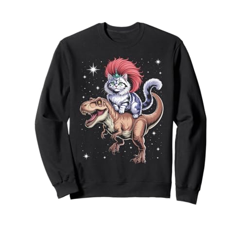 Lustiger Spruch Glam Katze Reiten T Rex Sparkle Chaos Damen Herren Sweatshirt Lustiger Spruch Glam Katze Reiten T Rex Sparkle Chaos Damen Herren Sweatshirt von Dinosaur Tiara Humor Mohawk Fantasy Whimsical Pet