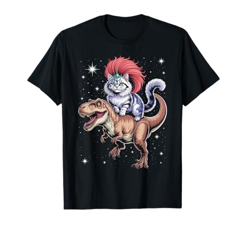 Lustiger Spruch Glam Katze Reiten T Rex Sparkle Chaos Damen Herren T-Shirt Lustiger Spruch Glam Katze Reiten T Rex Sparkle Chaos Damen Herren T-Shirt von Dinosaur Tiara Humor Mohawk Fantasy Whimsical Pet