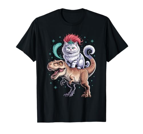 Lustiger Spruch Glam Katze Reiten T Rex Sparkle Chaos Damen Herren T-Shirt Lustiger Spruch Glam Katze Reiten T Rex Sparkle Chaos Damen Herren T-Shirt von Dinosaur Tiara Humor Mohawk Fantasy Whimsical Pet