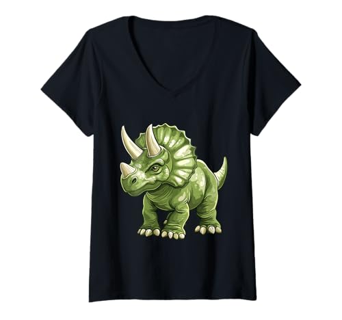 Damen Triceratops T-Shirt mit V-Ausschnitt Damen Triceratops T-Shirt mit V-Ausschnitt von Dinosaur and Triceratops Design