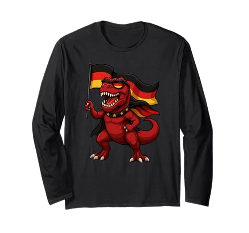 Dinosaurier Red Trex Deutschland Flagge Jungen Mädchen Kinder Langarmshirt Dinosaurier Red Trex Deutschland Flagge Jungen Mädchen Kinder Langarmshirt von DinosaurAxis1
