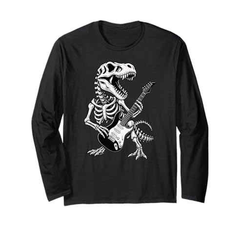 Dinosaurier Skelett Trex Halloween E-Gitarre Jungen Mädchen Langarmshirt Dinosaurier Skelett Trex Halloween E-Gitarre Jungen Mädchen Langarmshirt von DinosaurAxis1