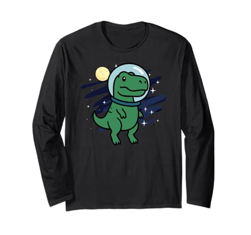Dinosaurier Trex Astronaut Weltraum Tierliebhaber Mond Jungen Mädchen Langarmshirt von DinosaurAxis1