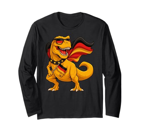 Gelbe Dinosaurier Trex Deutschlandflagge Jungen Mädchen Kinder Langarmshirt Gelbe Dinosaurier Trex Deutschlandflagge Jungen Mädchen Kinder Langarmshirt von DinosaurAxis1