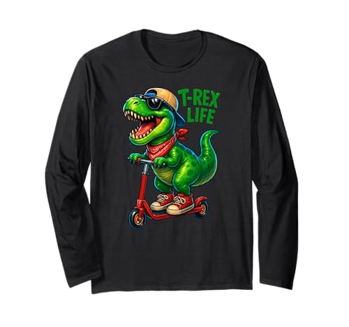 Lustiger Dinosaurier Trex Life Reitscooter Jungen Mädchen Kinder Langarmshirt von DinosaurAxis1