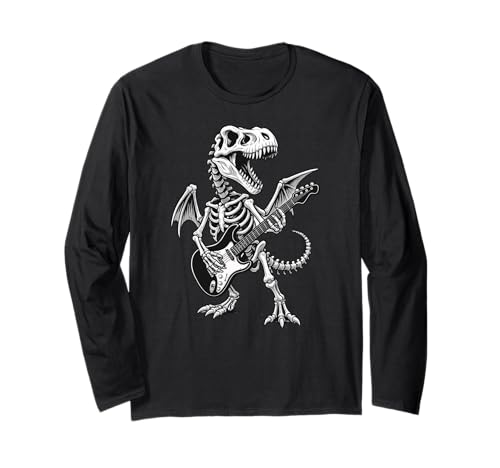 Skelett Trex Halloween Dinosaurier E-Gitarre Jungen Mädchen Langarmshirt Skelett Trex Halloween Dinosaurier E-Gitarre Jungen Mädchen Langarmshirt von DinosaurAxis1