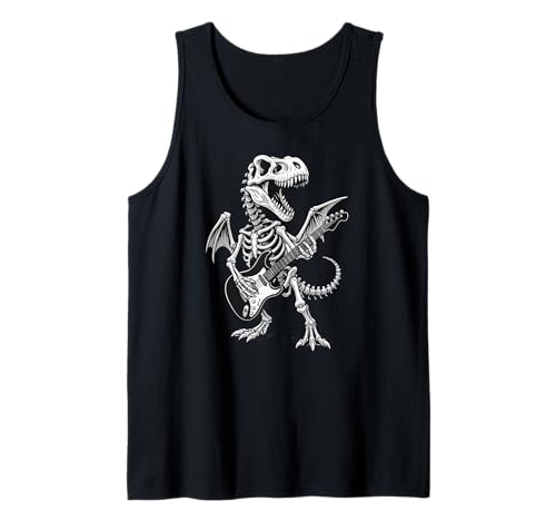 Skelett Trex Halloween Dinosaurier E-Gitarre Jungen Mädchen Tank Top von DinosaurAxis1