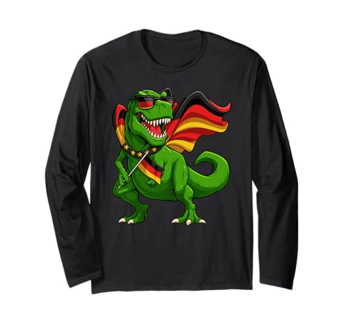 Trex Dinosaurier Deutschland Flagge Jungen Mädchen Kinder Langarmshirt Trex Dinosaurier Deutschland Flagge Jungen Mädchen Kinder Langarmshirt von DinosaurAxis1