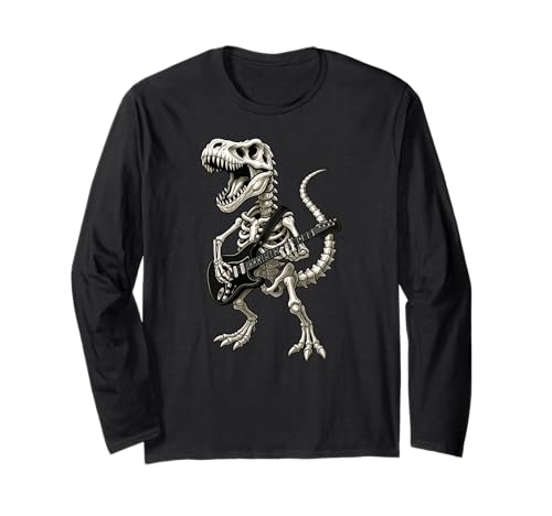 Trex Dinosaurier Skelett E-Gitarre Halloween Jungen Mädchen Langarmshirt Trex Dinosaurier Skelett E-Gitarre Halloween Jungen Mädchen Langarmshirt von DinosaurAxis1