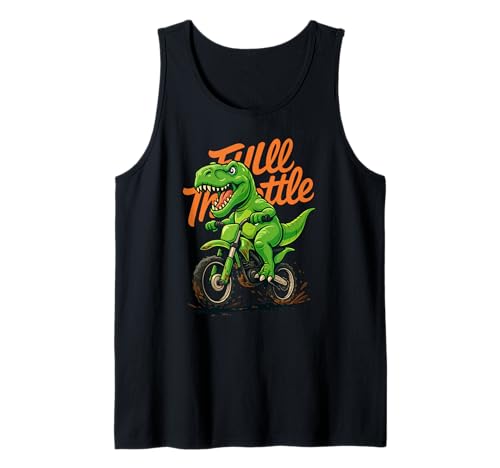 Dinosaurier Trex Vollgas Motocross Dirt Bike Jungen Herren Kind Tank Top von DinosaurTrexAxis1