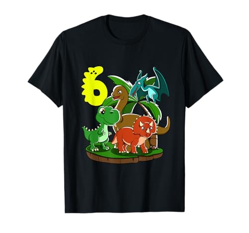 Geburtstagsfeier mit Dinosaurier-Motiv zum 6. Geburtstag T-Shirt von 6th Birthday Party 6 Year old Birthday Party Gifts