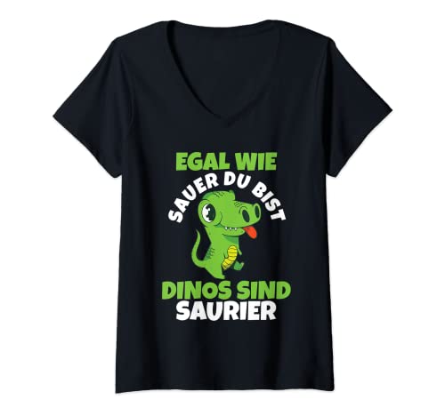 Damen Dinosaurier T-Shirt mit V-Ausschnitt von Dinosaurier Geschenk