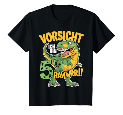 5. Geburtstag Dinosaurier Geschenk 5 Jahre Kinder T-Rex Dino T-Shirt von Dinosaurier-Geschenke zum Kindergeburtstag