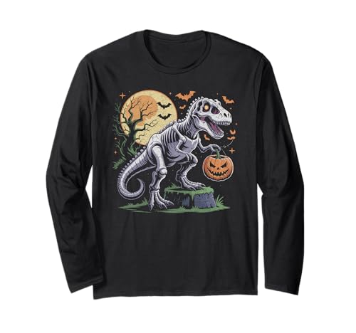 Halloween Dinosaurier T rex Kürbis gruselig Kostüm Kinder Langarmshirt von Dinosaurier Halloween Mädchen Jungen Mann Frau