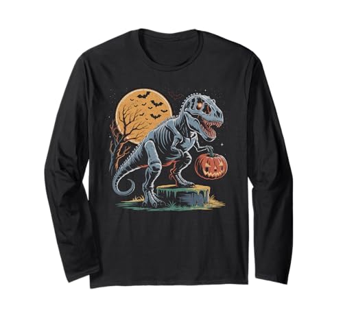 Halloween Dinosaurier T rex Kürbis gruselig Kostüm Kinder Langarmshirt von Dinosaurier Halloween Mädchen Jungen Mann Frau