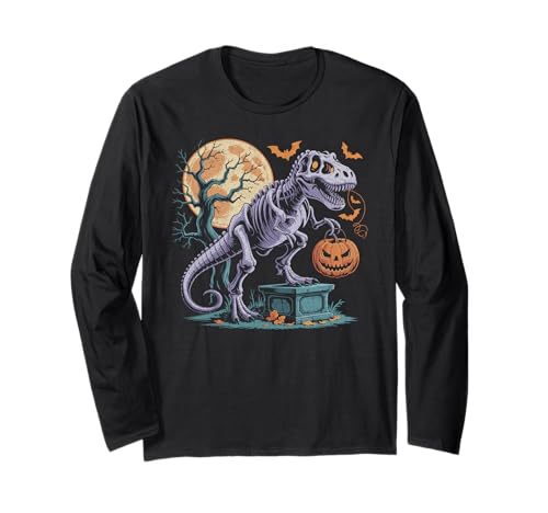 Halloween Dinosaurier T rex Kürbis gruselig Kostüm Kinder Langarmshirt von Dinosaurier Halloween Mädchen Jungen Mann Frau