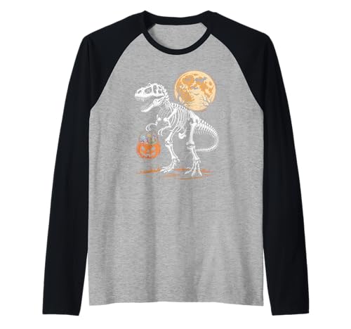 Halloween Dinosaurier T rex Kürbis gruselig Kostüm Kinder Raglan von Dinosaurier Halloween Mädchen Jungen Mann Frau