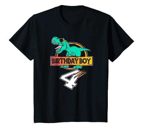 Kinder Dinosaurier 4. Geburtstag ich bin 4 Jahre Party Dino Kind T-Shirt von Dinosaurier Kind Geburtstags Party Dekoration