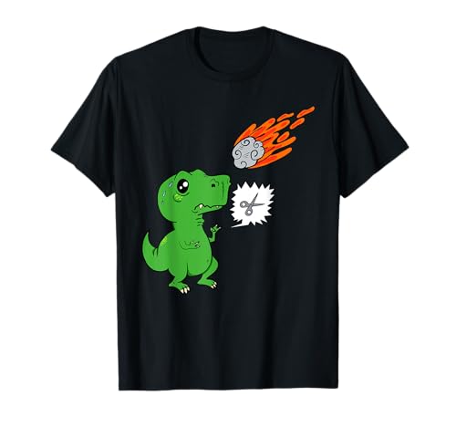 Herren Lustiges T-Rex Dinosaurier Meteoriten Stein Schere Papier T-Shirt von Dinosaurier Meteoriten Kleidung
