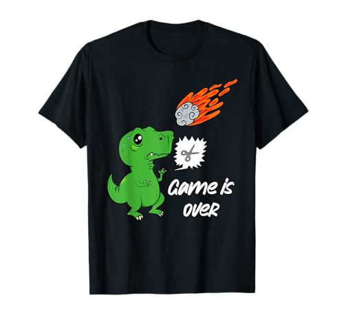 Herren Lustiges T-Rex Dinosaurier Meteoriten Stein Schere Papier T-Shirt von Dinosaurier Meteoriten Kleidung