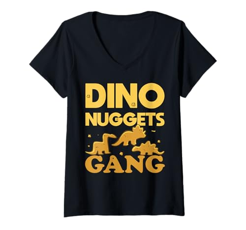 Damen Dinosaurier Chicken Nugget - Dino Chicken Nugget Liebhaber T-Shirt mit V-Ausschnitt Damen Dinosaurier Chicken Nugget - Dino Chicken Nugget Liebhaber T-Shirt mit V-Ausschnitt von Dinosaurier Nugget Kleidung, Chicken Nugget Kostüm