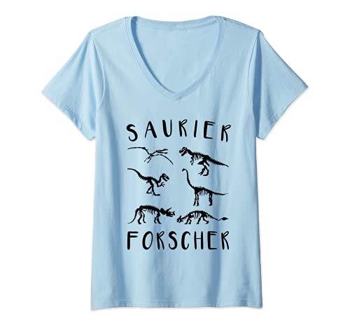 Damen Saurier Forscher Dinosaurier Dinosauriersklett Dinoknochen T-Shirt mit V-Ausschnitt Damen Saurier Forscher Dinosaurier Dinosauriersklett Dinoknochen T-Shirt mit V-Ausschnitt von Dinosaurier Paläontologie Saurier Geschenk