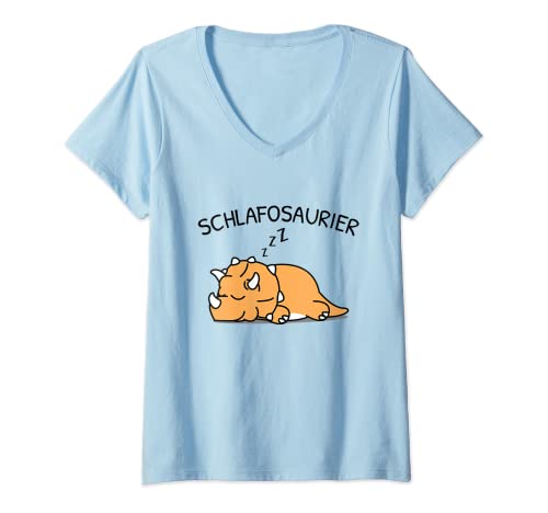 Damen Dinosaurier Schlafshirt Schlafosaurier Pyjama Schlafanzug T-Shirt mit V-Ausschnitt von Dinosaurier Schlafkleidung Geschenke