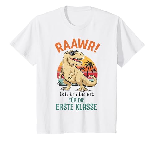 Raawr Dino Erste Klasse Schulanfang Kinder Schulkind T-Shirt von Dinosaurier Schule Geschenkideen