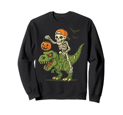 Skelett Dinosaurier Halloween T Rex Süß Kinder Sweatshirt von Dinosaurier Skelett Halloween T rex Gruselig