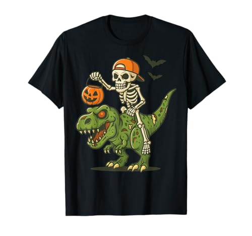 Skelett Dinosaurier Halloween T Rex Süß Kinder T-Shirt von Dinosaurier Skelett Halloween T rex Gruselig