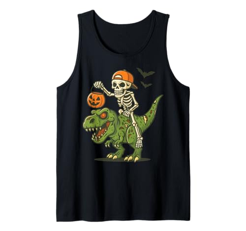 Skelett Dinosaurier Halloween T Rex Süß Kinder Tank Top von Dinosaurier Skelett Halloween T rex Gruselig