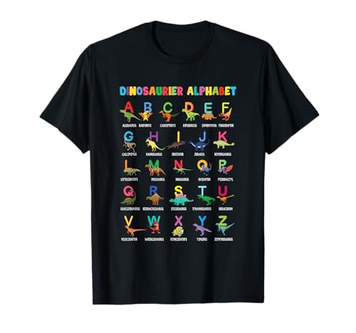 Dinosaurier ABC Dino Alphabet mit Dino Arten Kinder Jungs T-Shirt von Dinosaurier & T-Rex Geschenke für Jungen / Kinder