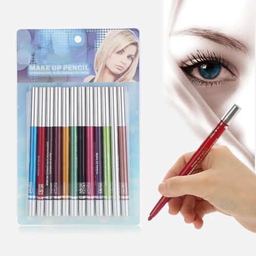 12 STÜCKE Bunter Eyeliner Bleistift Set Lidschatten Highlight Pen Wasserdicht Langlebiger Lidschatten Eyeliner Lipliner Bleistift Kosmetikstift Make-up Set von Dioche