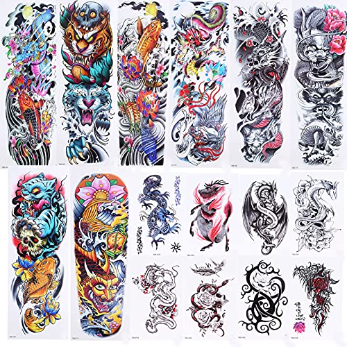 16pcs Arm Tattoo Aufkleber Wasserdicht Schweißfest Natürliche Lebensechte Temporäre Tattoo Aufkleber Frauen Männer Körperkunst Gefälschte Tattoos von Dioche