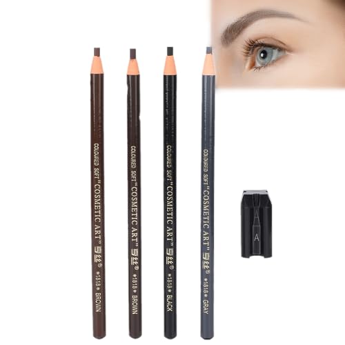 4 Stück Augenbrauenstiftspitzer Professionelles Salon Make-up Wasserdichtes Microblading Augenbrauenstift Set, für Make-up Beauty, 2 Stück Braun, 1 Stück Grau, 1 Stück Schwarz, für Zarten Make-up Look von Dioche