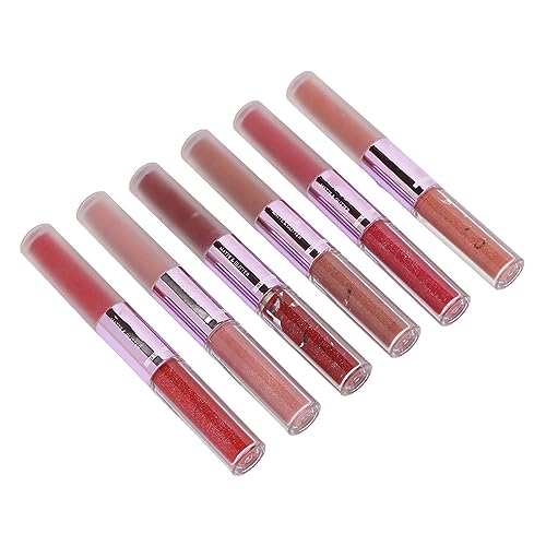 6 Farben Flüssige Lippenstifte Double Head Cosmetic Lip Glaze Matte und Glitter Liquid Makeup Lipstick Set für Damen von Dioche