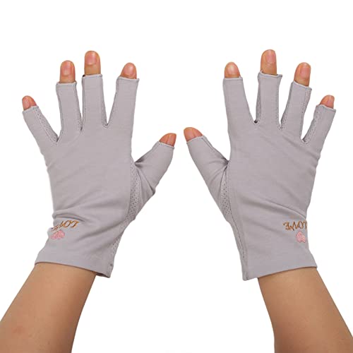 Anti-UV-Handschuhe für Gel-Nagel-Lampen-Maniküre-Handschuhe UV-Schutz Dehnbare Atmungsaktive Fingerlose Faser-Baumwoll-Nagel-Lampen-Handschuhe für Den Heimsalon(Grau) von Dioche